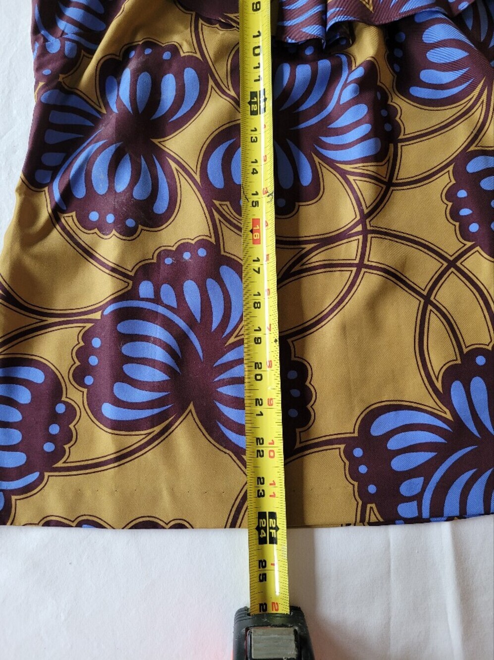 Banana Republic Sleeveless Tie-Neck Floral Print Top in Mustard, Blue & Brown L - Picture 6 of 10